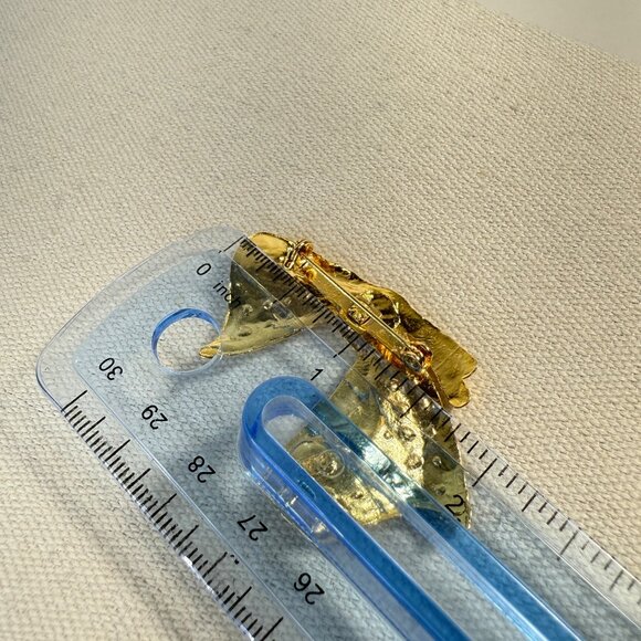 AAI Vintage Gold-Tone Textured Bow Brooch Pin MCM Mid-Century - Picture 4 of 9